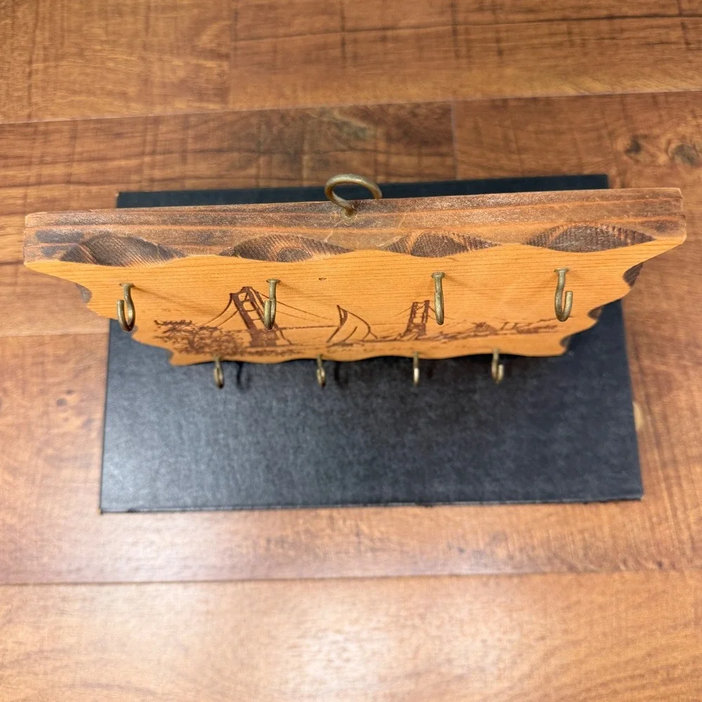 Vintage Redwood Golden Gate Bridge Key Holder Muir Woods‎